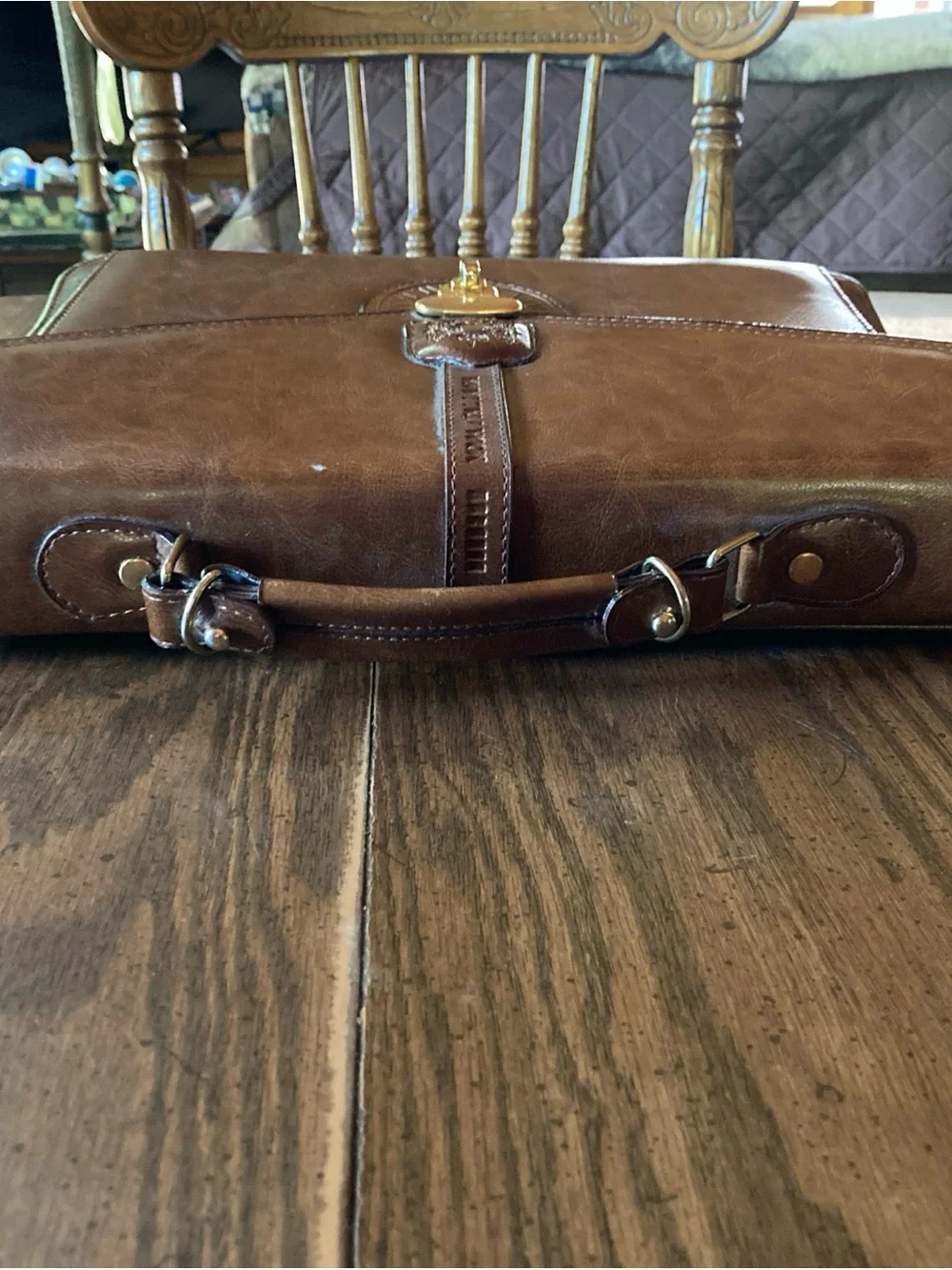 Vtg 90s Italian Brown Leather messenger Briefcase Shoulder Bag